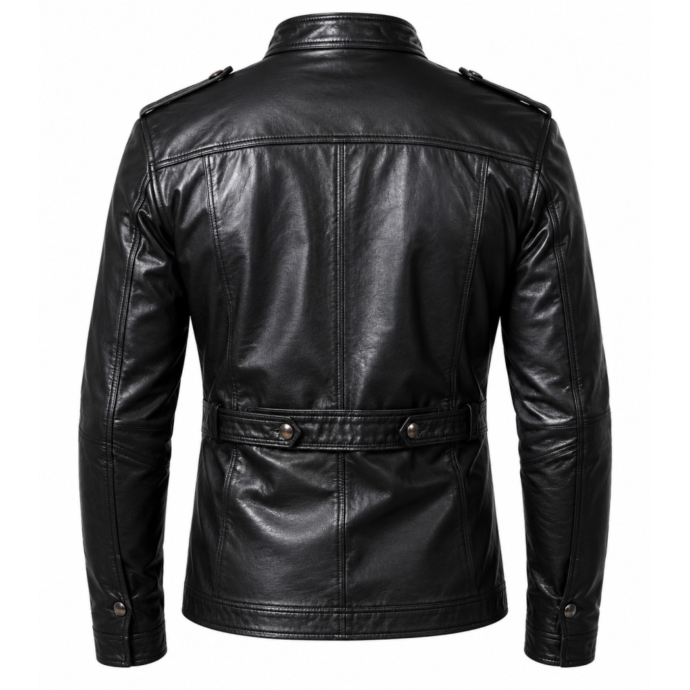 Mens Black Leather Field Jacket | America Suits